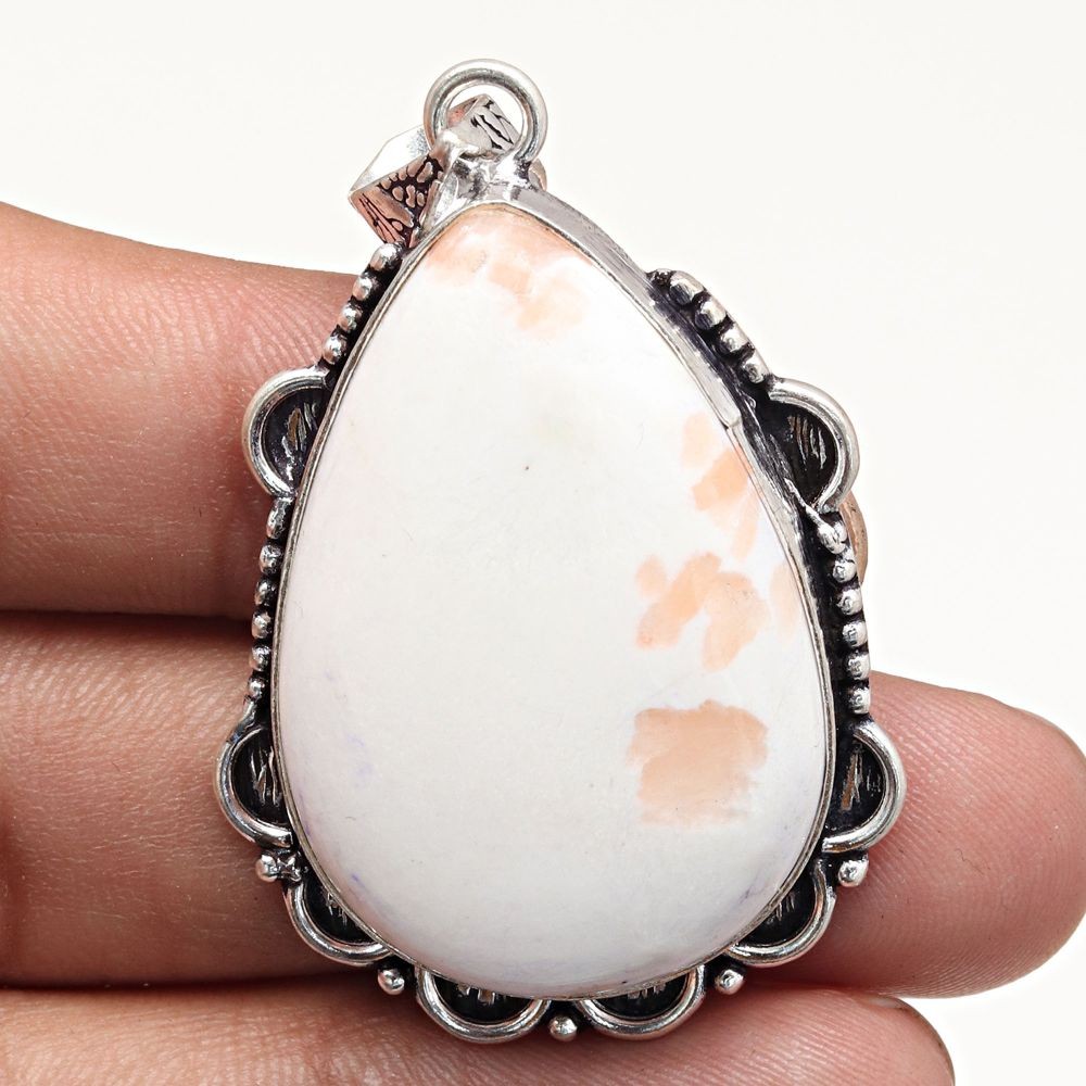 Scolecite Gemstone Pendant Handmade Silver Jewelry Mother Day Gift 2 Inch