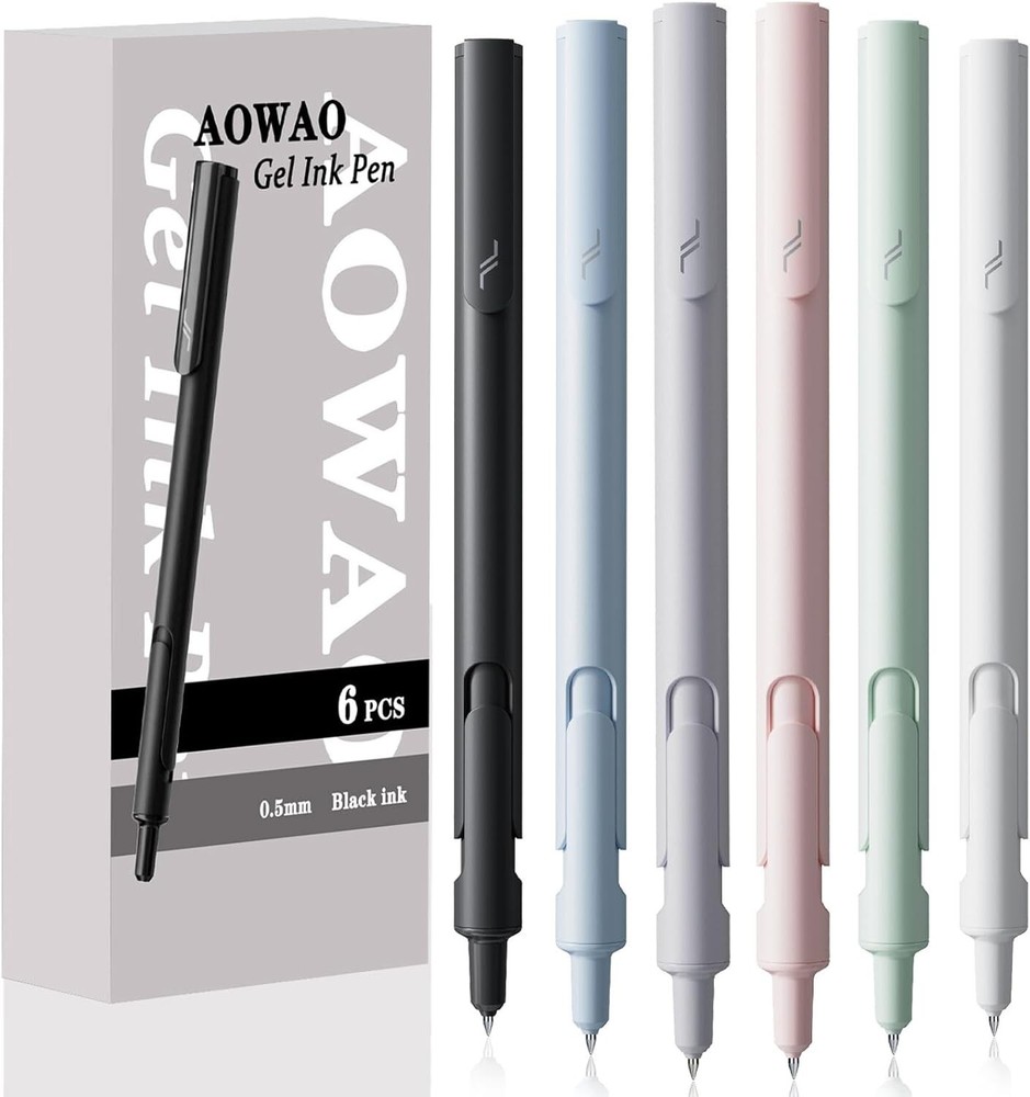 6PCS Gel Pens, Thin Tip Smooth Writing Pens, Telescopic Decompression Mode, Ball