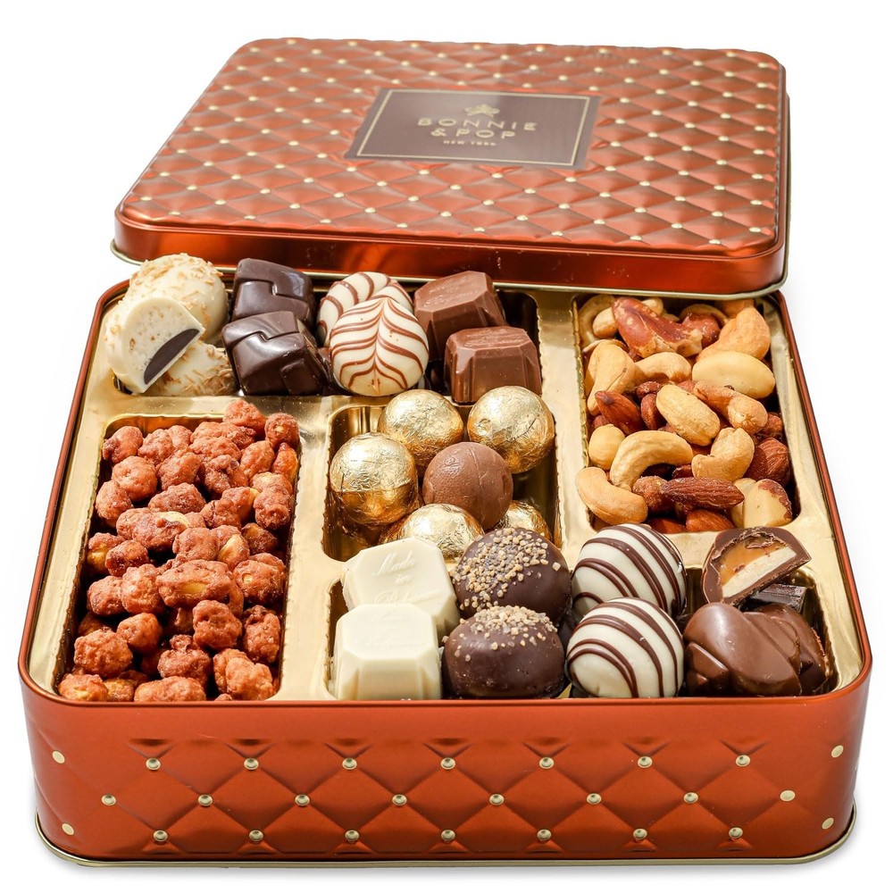 Christmas Chocolate Gift Basket- Holiday Nut and Candy Gift Box for Men, Wome...