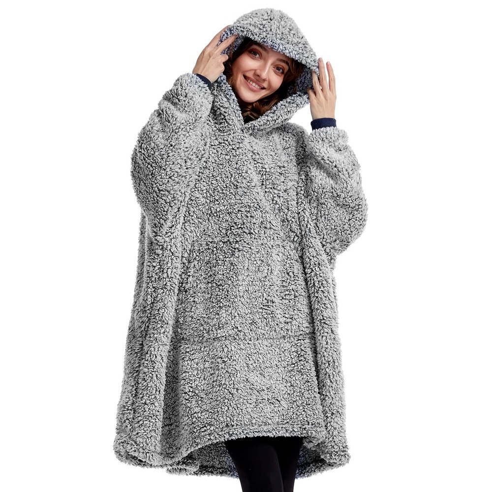 Cozy Sherpa Wearable Blanket Hoodie for Adults, Women, Men, and Kids – Soft and Warm Hooded Snuggle Wrap – Perfect Gift Idea for All Ages
