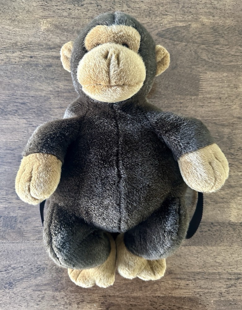 Vintage Russ Berrie and Co. Plush Monkey Backpack (Small Capacity, Adj. Straps)