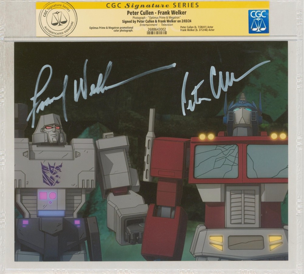 CGC SS Transformers Color Photo SIGNED Peter Cullen & Frank Welker Optimus Prime