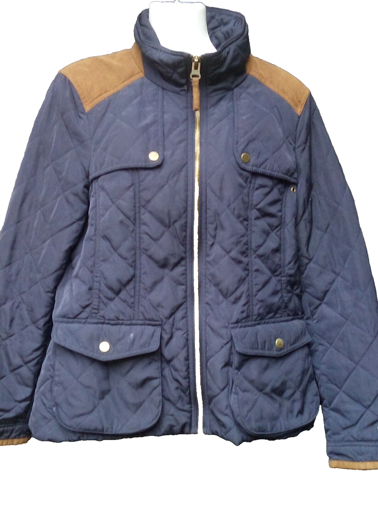 Zara Basic Women's Navy Blue Full Zip Quilted Country Jacket UK M 38'' Chest