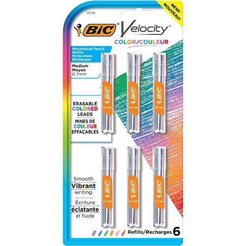 BIC Velocity Colored Lead Mechanical Pencil Refills, Medium Point (0.7mm), As...