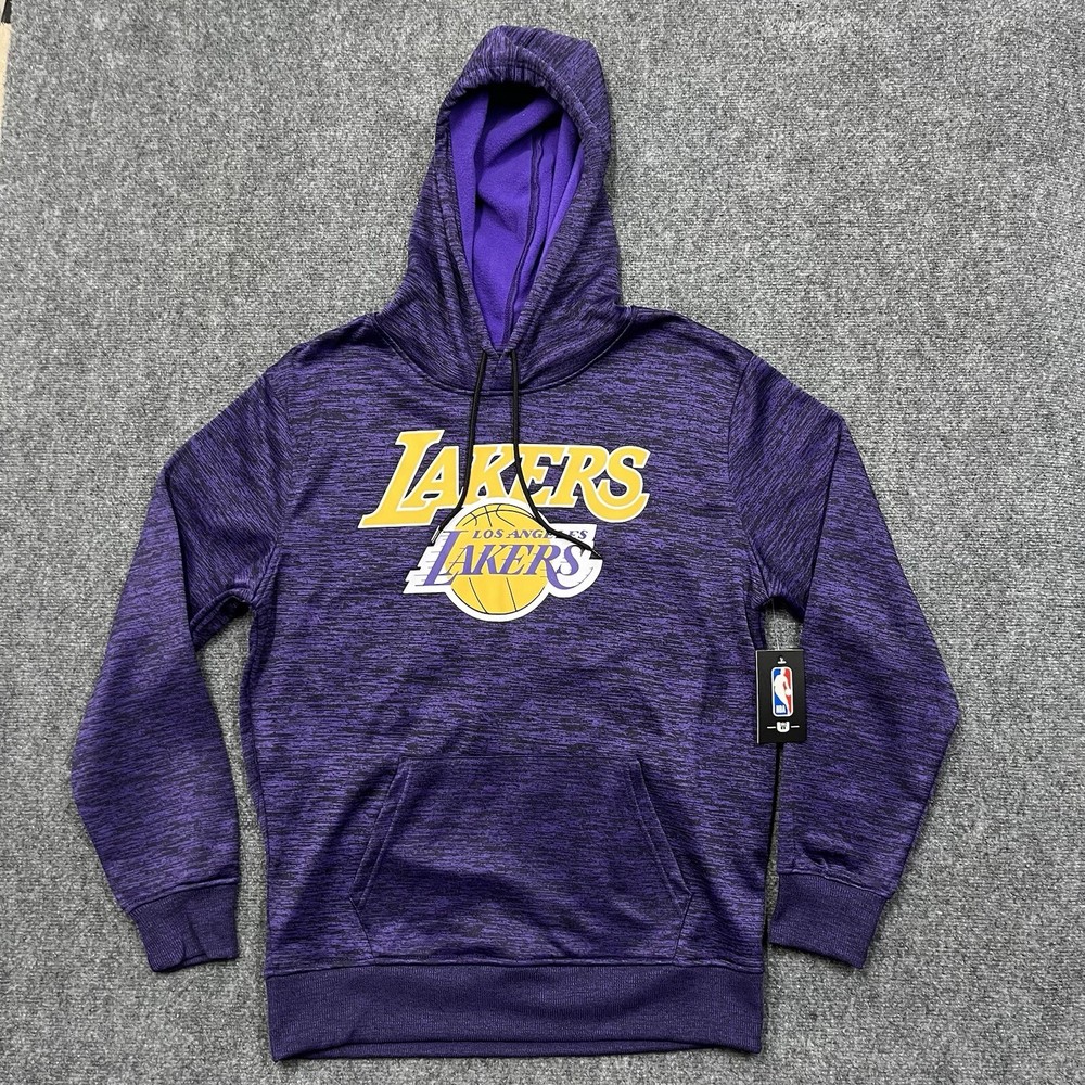Lakers Hoodie Mens Medium  Purple Fleece Lined Los Angeles LA  Kangeroo Pockets