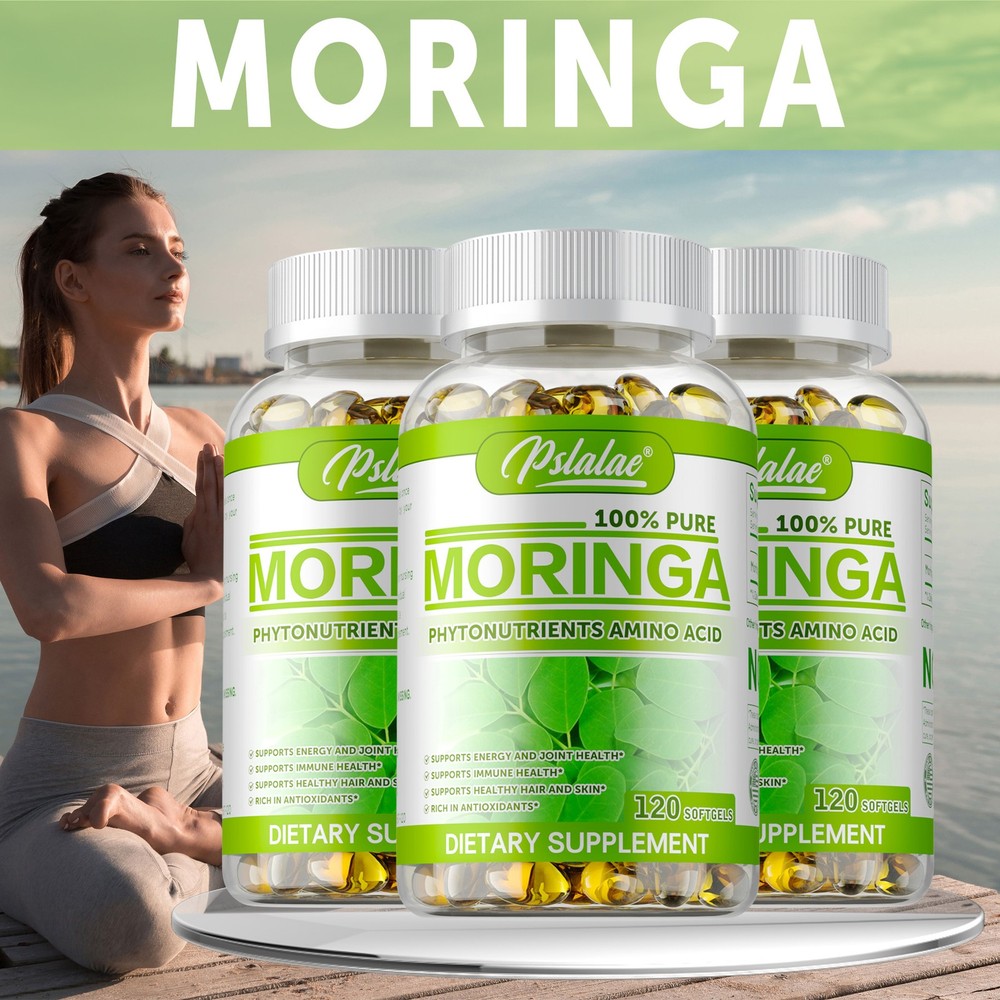 Moringa 1000mg Capsules for Metabolism Immune Support Skin Hair Health Antioxidant Boost