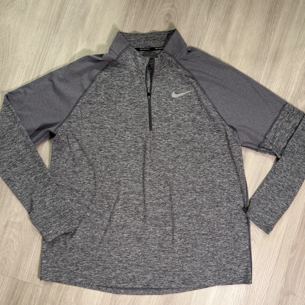 Nike Dri-FIT Mens Long Sleeve Quarter Zip Running Pullover Gray XXL