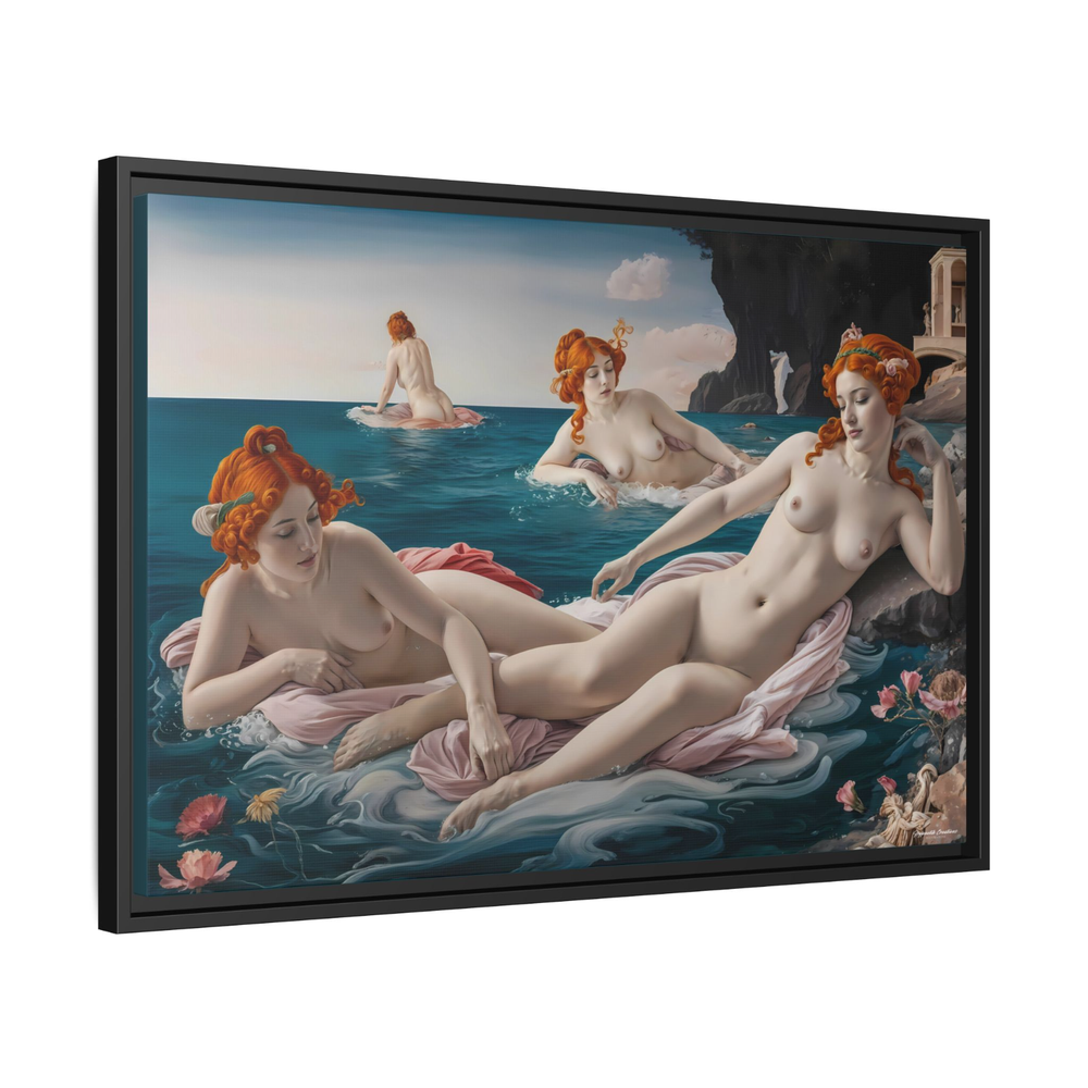 Nude Women Bathing Acrylic Painting Framed Canvas Print Wall Art Home Decoration