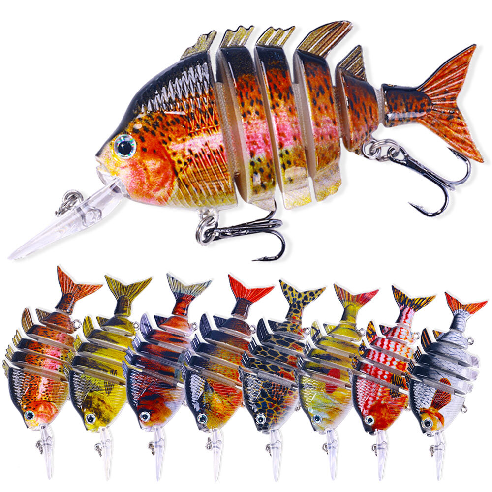 8PCS Jointed Swimbait Minnow Lures 6-Segment Crankbait Wobblers Fishing Bait Lot