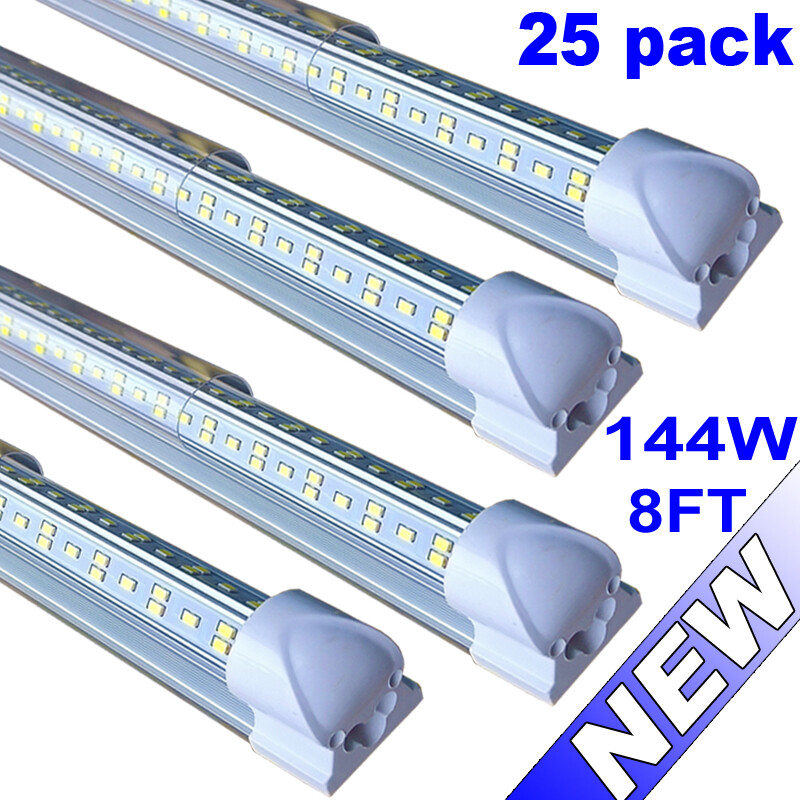 T8 8ft LED Tube Light Bulb 144w 8Foot LED Shop Light Fixture 6500K 18000lm 25 pc
