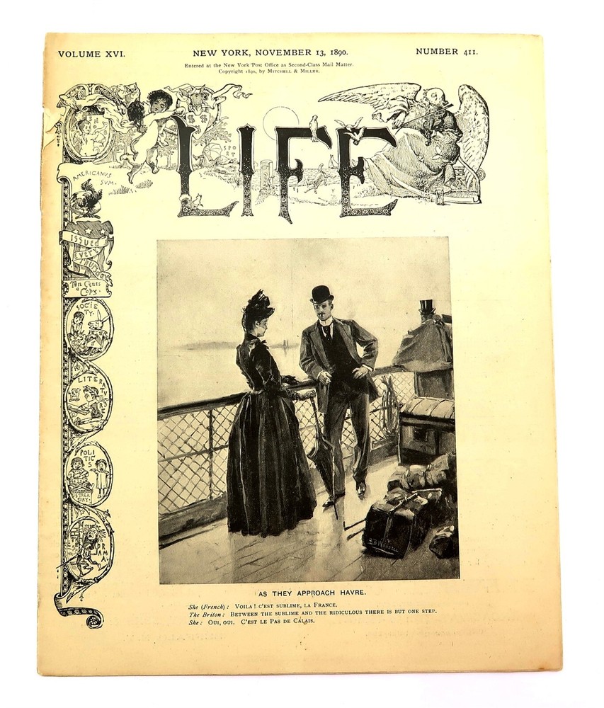 Antique 1890 LIFE Magazine from November 13th Mag in Very Good Condition