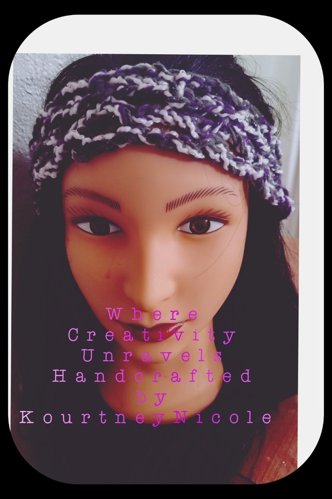 Purple crochet headband for women stylish handmade hair accessory