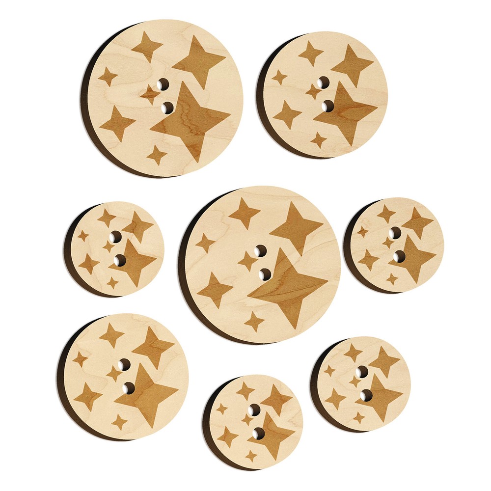 Twinkling Stars Glitter Shimmer Wood Buttons for Sewing Knitting Crochet Craft