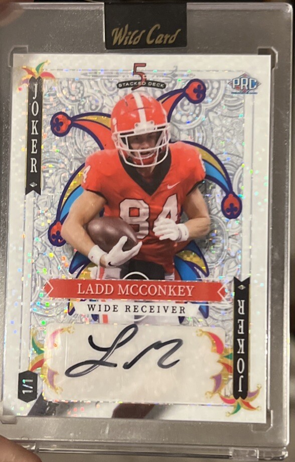 Ladd McConkey JOKER AUTO 1/1 Wild Card 5 Draw Rookie RC