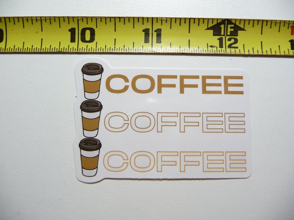 Wake Up Fun Coffee Cup Repeating Decal Sticker