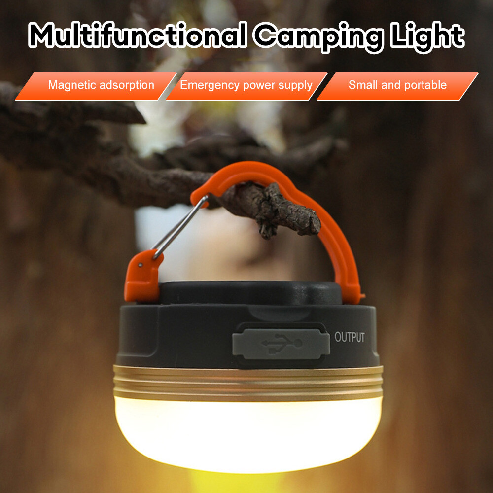 Camping LED Lamp Rechargeable Tent Light Outdoor Hiking Lantern with Hook CN