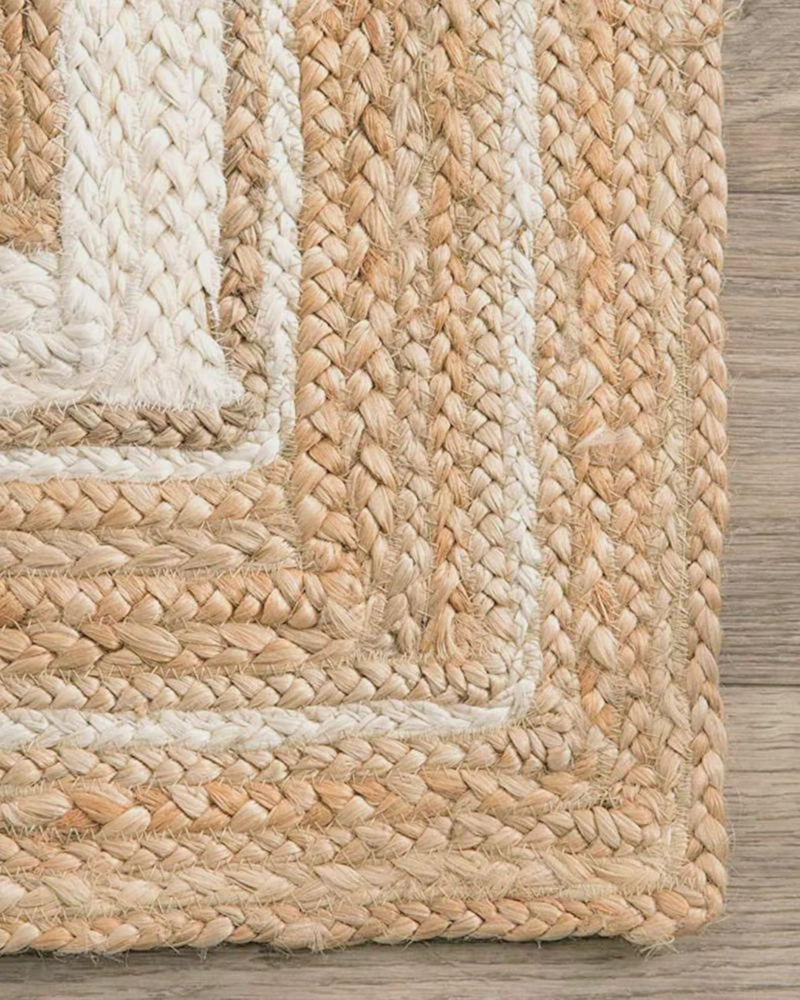 Hand Braided Jute Rug Bohemian Style, Natural Fiber Area Rug, Bohemian Boho
