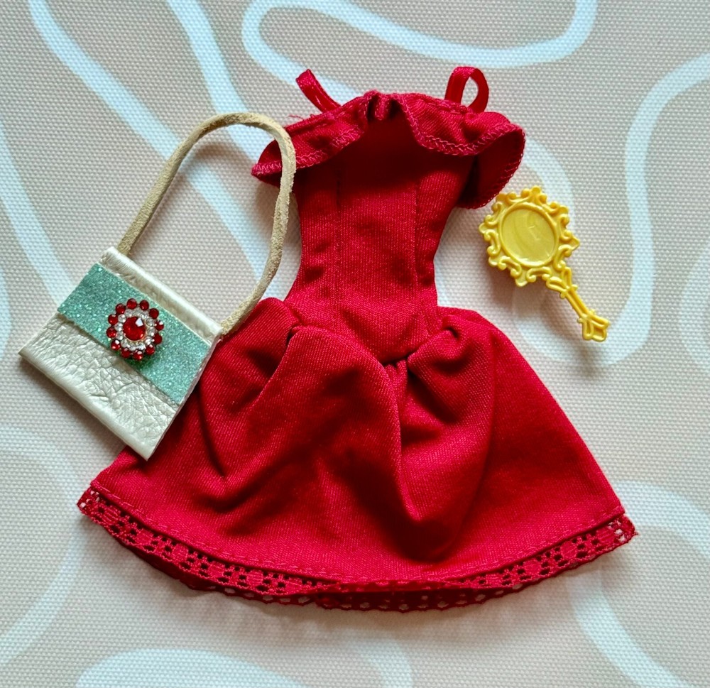 Barbie Doll Red Flurry Party Dress with Purse and Mirror