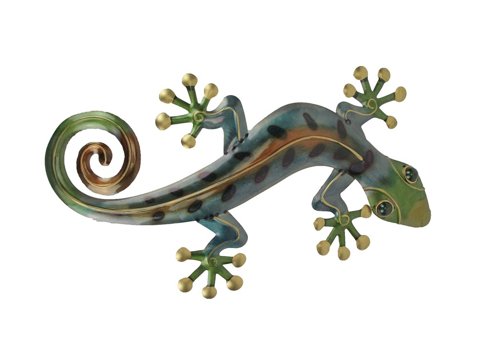23 Inch Metal Gecko Sculpture Wall Hanging Art Home Decor Garden Decoration
