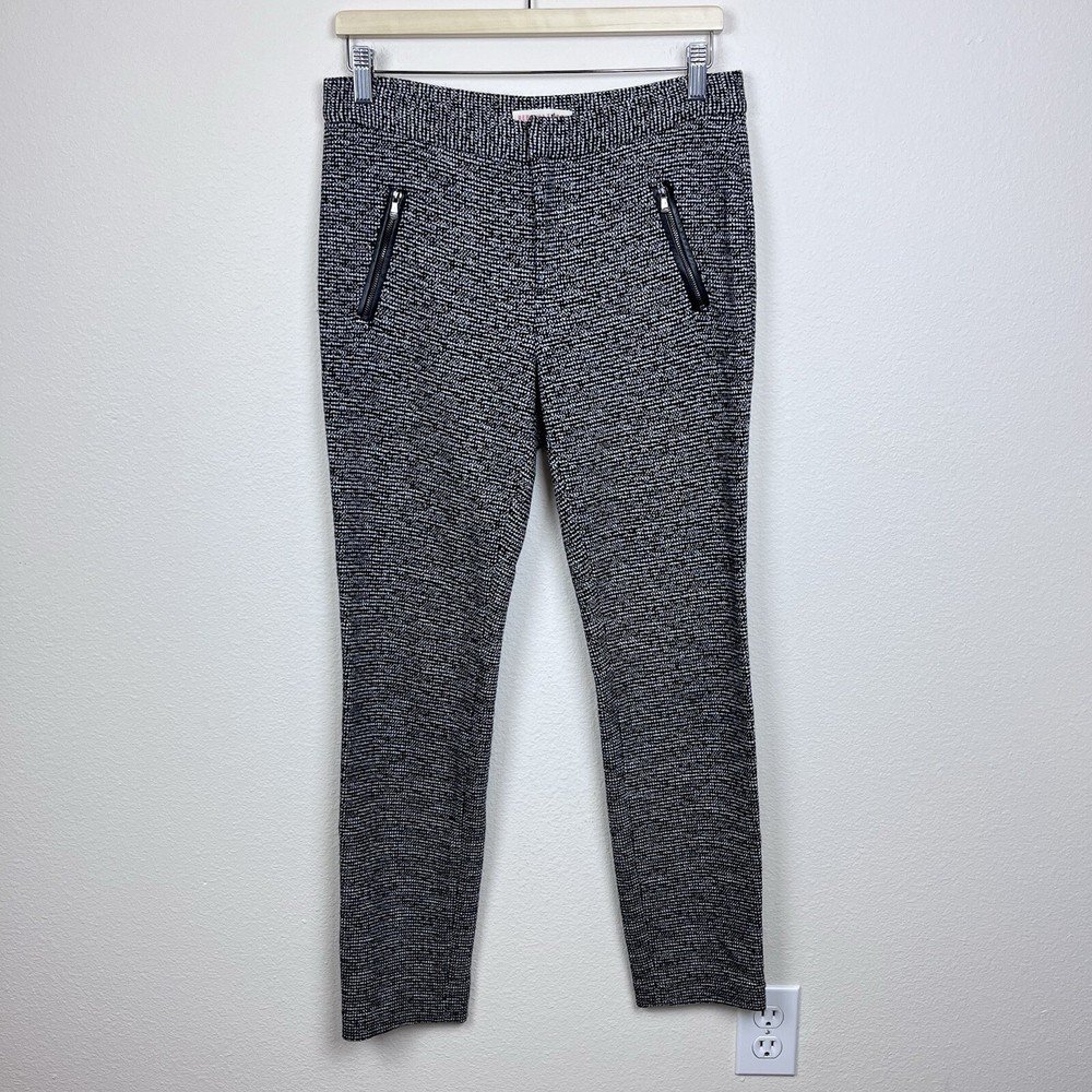 Rebecca Taylor Pants Womens Six Wool Blend Lambs Leather Mottled Tweed Office