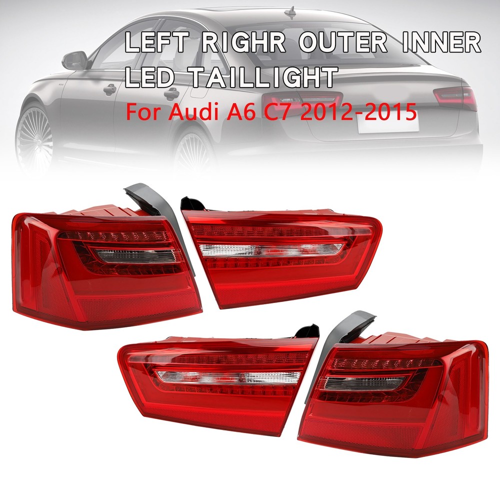 Car 4pcs Inner Outer LED Taillight Brake Light For AUDI A6 2012-2015