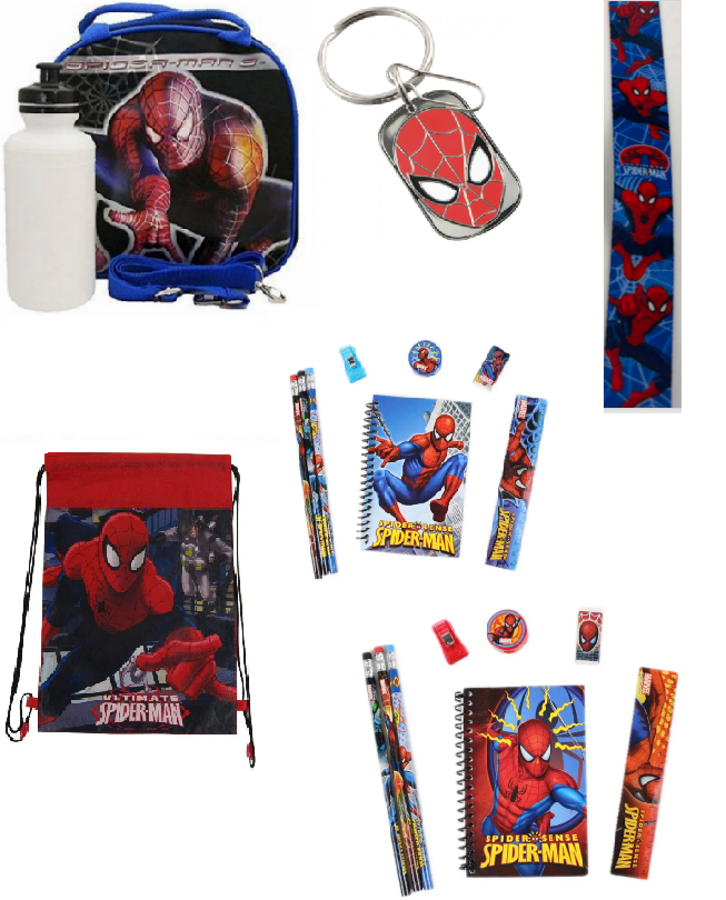 New Back To School Spider-Man Supplies Backpack Lunch Box Pencil Pouch Wallet