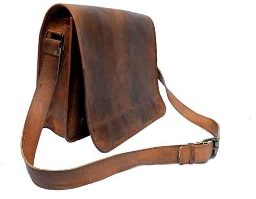 16 Inch Genuine Leather Messenger Bag for Laptop by IndianHandloomArt