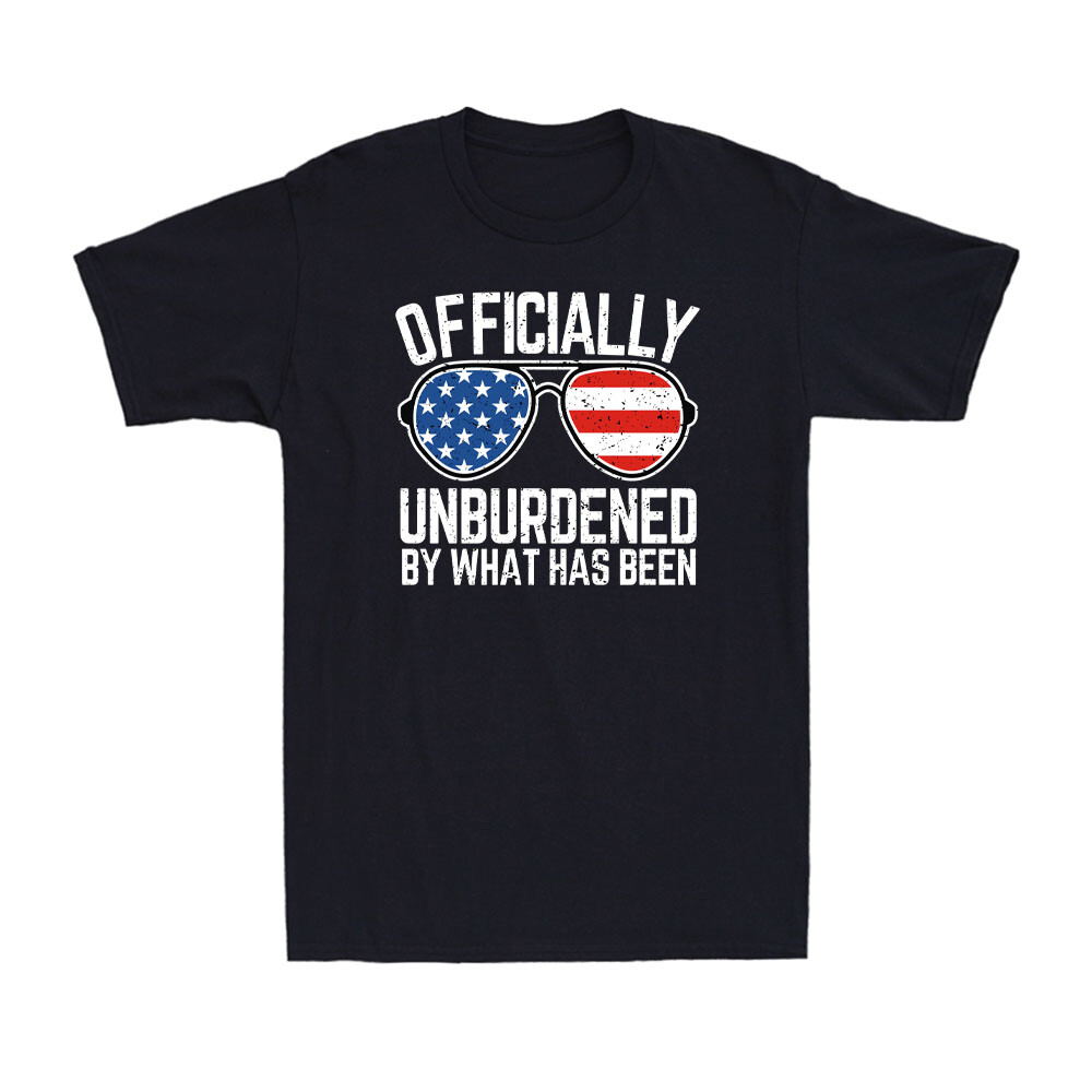 Unburdened By What Has Been US Flag Sunglasses 2024 Patriotic Men's T-Shirt