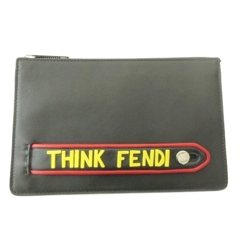 FENDI THINK Sink 7VA350 Second Clutch Bag Leather Logo Black AA Men s