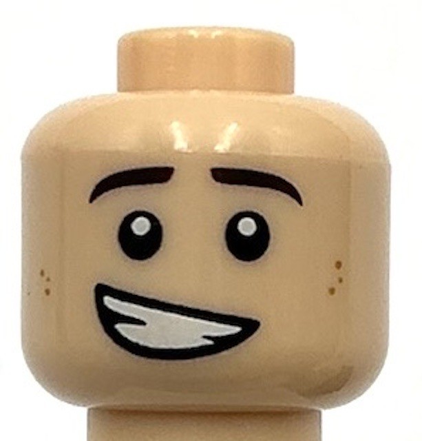 Lego New Light Nougat Minifigure Head Dual Sided Dark Brown Eyebrows Part
