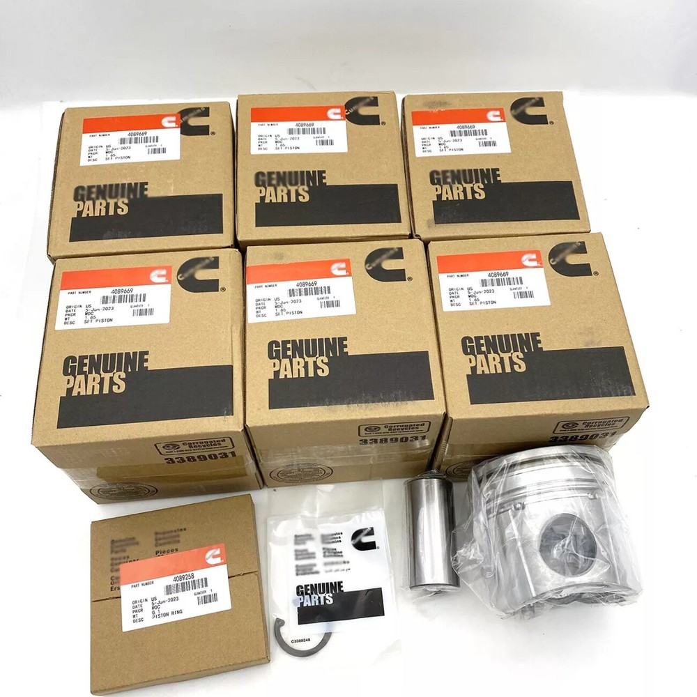 6X 4089669 Piston & Ring Sets for 04-06 Dodge Ram Cummins 5.9L 24V Standard Pins & Clips