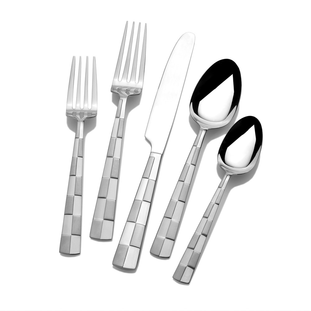 International Silver 5108515 Checkered Frost Stainless Steel Flatware 20-Piece Set