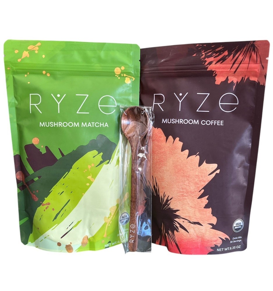 2 Pack RYZE Mushroom Coffee & Matcha with Free Spoons 100% Authentic