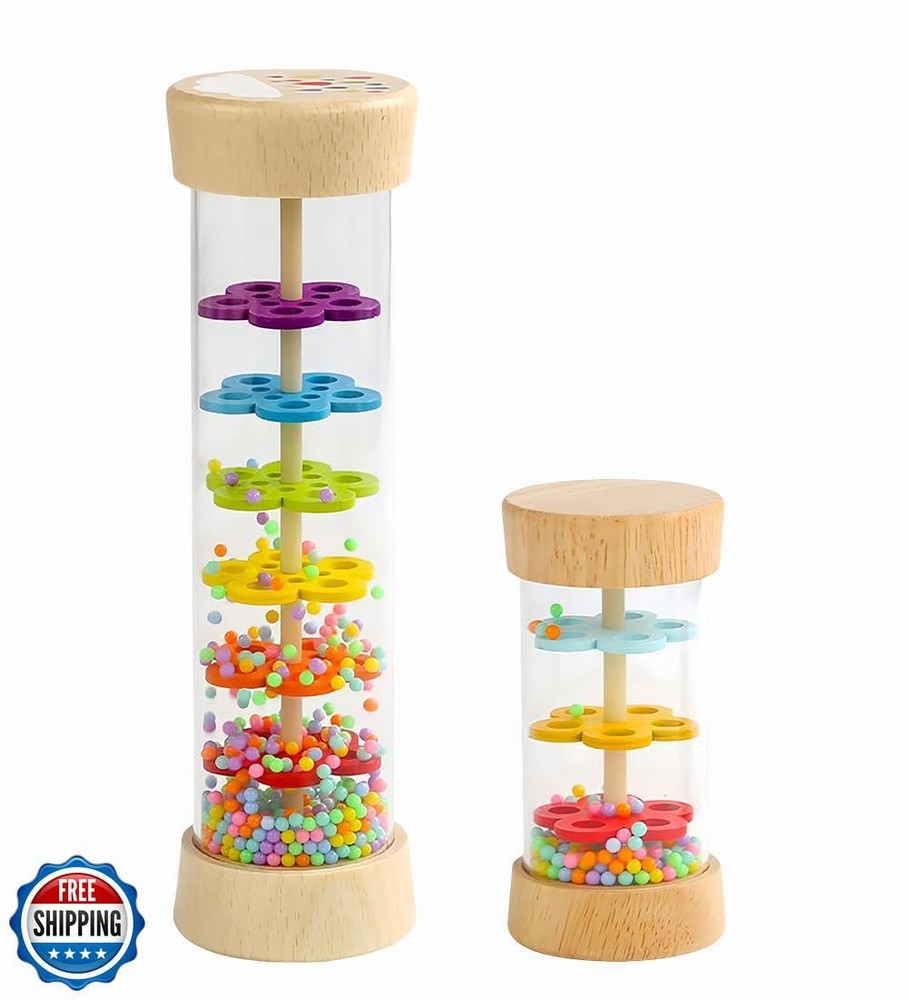Oneshow Wooden Rainmaker Toy for Babies 6-12 Months, Montessori Sensory Music Shaker for Toddlers
