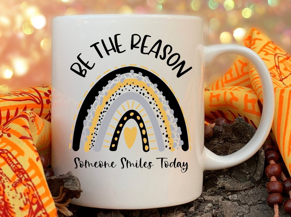 Boho Rainbow Motivational Mug - Be The Reason for Someone's Smile  