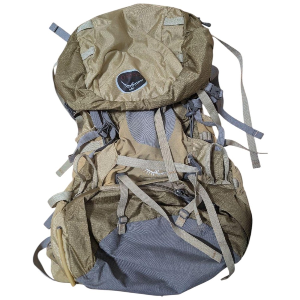Osprey Eriel 75L Hiking Backpack Beige/Gray Breathable Mesh Used Japan
