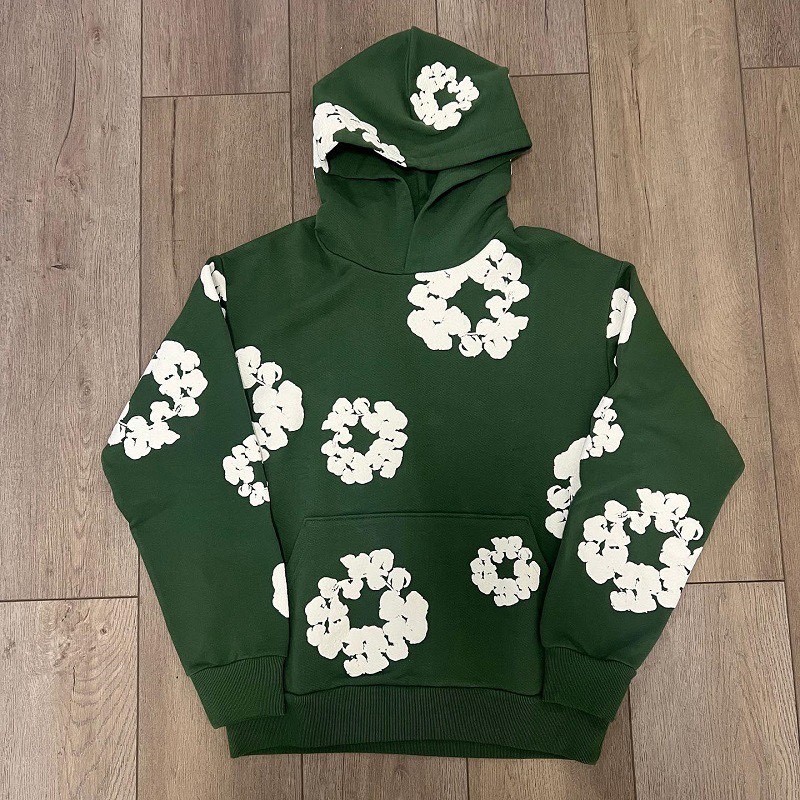 Green Denim Tear Kapok Full Print Foam Sweatshirt Hoodie size XL