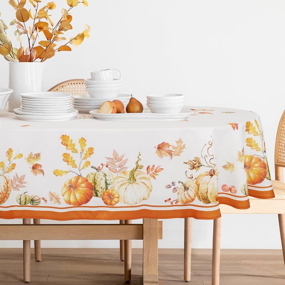 Oval Fall Tablecloth Autumn Pumpkin Table Cloths Fall Thanksgiving Oval Tableclo