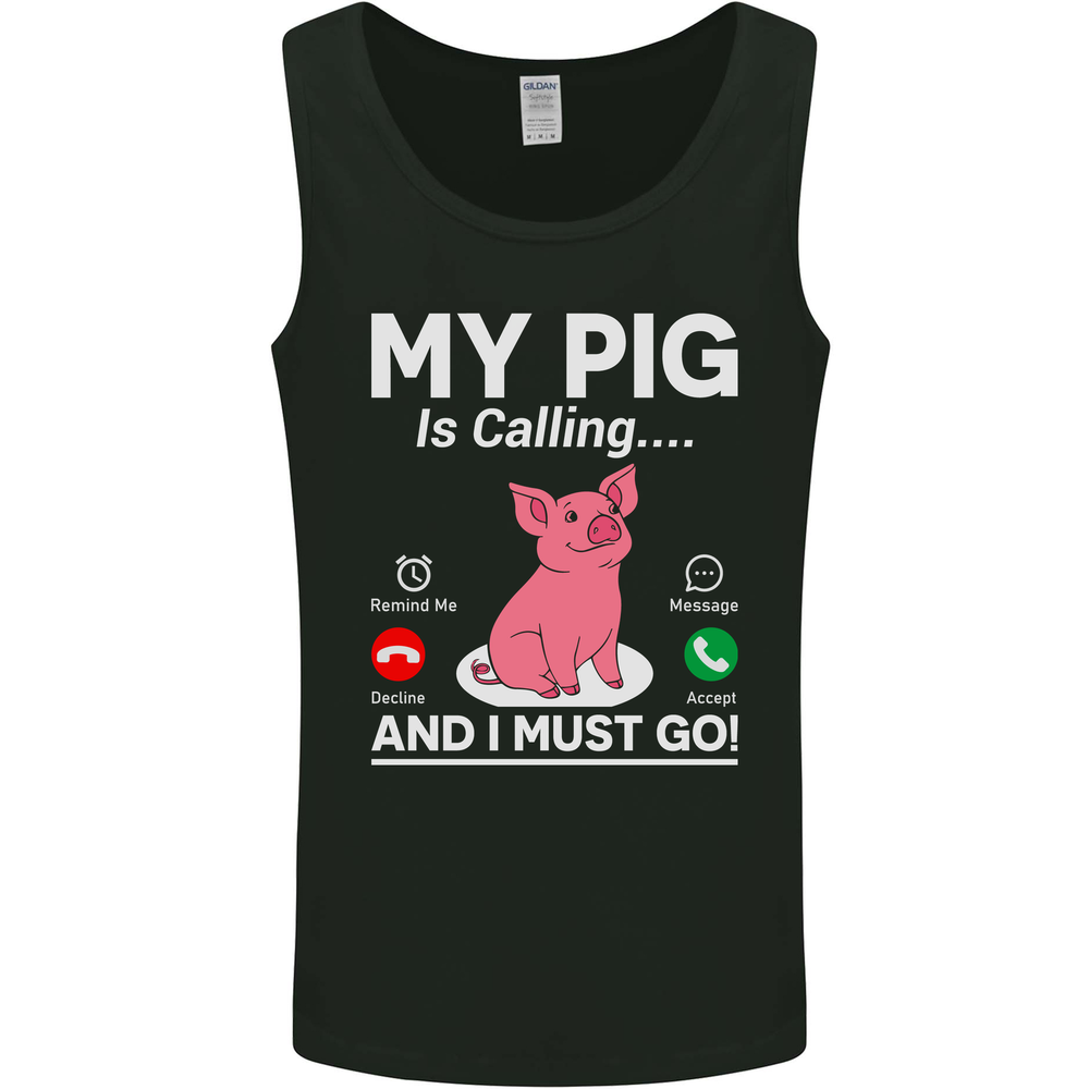 My Pig is Calling and I must Go Funny Farming Mens Vest Tank Top
