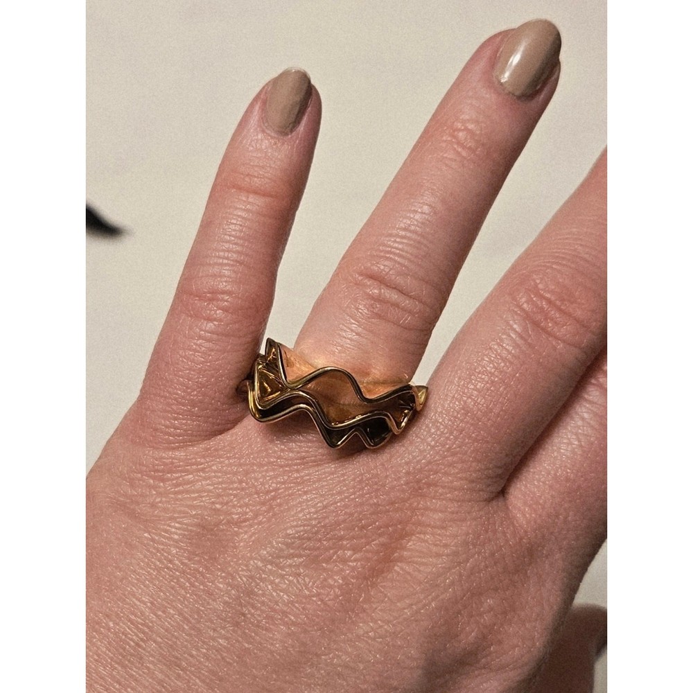 Kate Spade Gold Sculpted Wave Ring Set Size 7 Women’s Fashion Jewelry