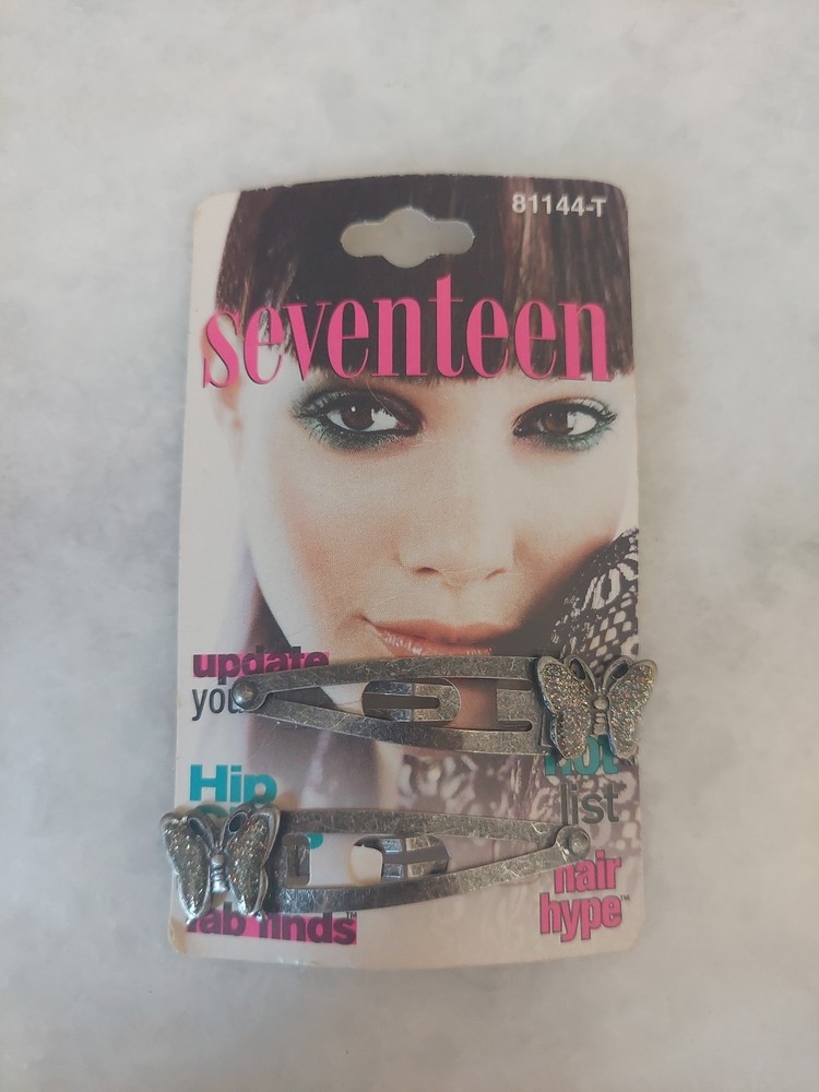 Vtg 1990's y2k SEVENTEEN Hair Clip Barrette  GLITTER BUTTERFLY ~UNWORN
