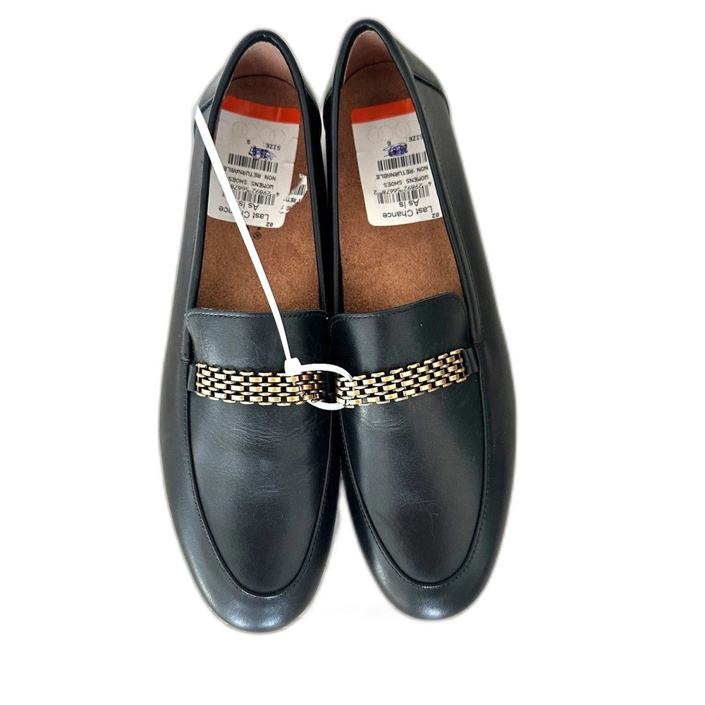 Vionic Womens Black Leather Charlotte Loafers Sz 6 Comfortable Slip-On Flats