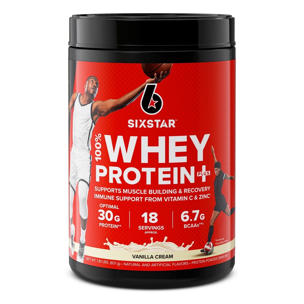 100% Whey Protein Powder Plus, 30g Protein, Vanilla Cream, 1.81 lbs