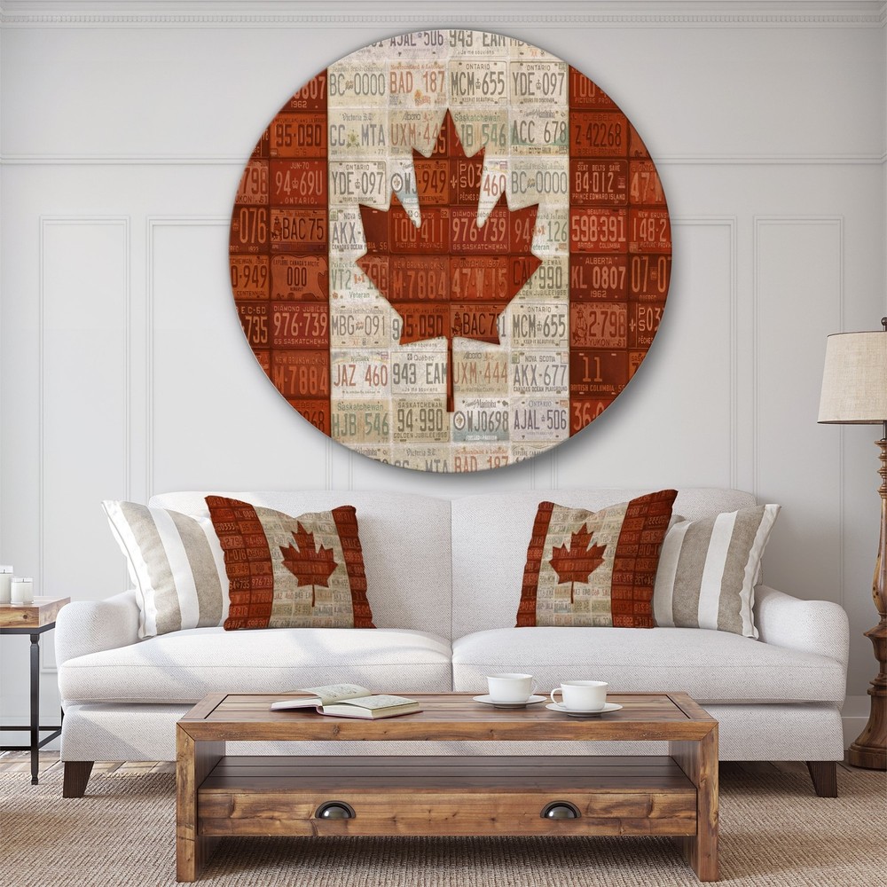 Designart Canada License Plate Flag Metal Wall Art Traditional Decor