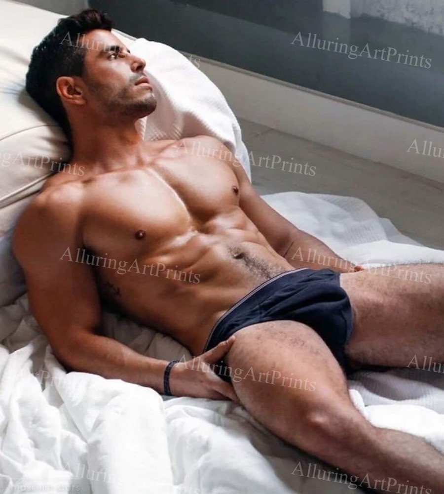 Male Model Photo Print Muscular Handsome Shirtless Hunk Abs Buns -AA256