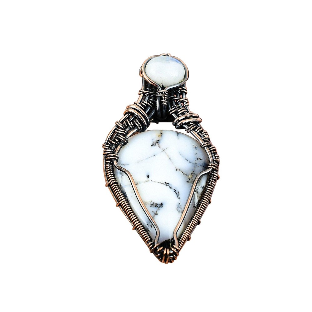 Mothers day Sale Copper Dendrite Opal Gemstone Rainbow Moonstone Wife Pendant-image