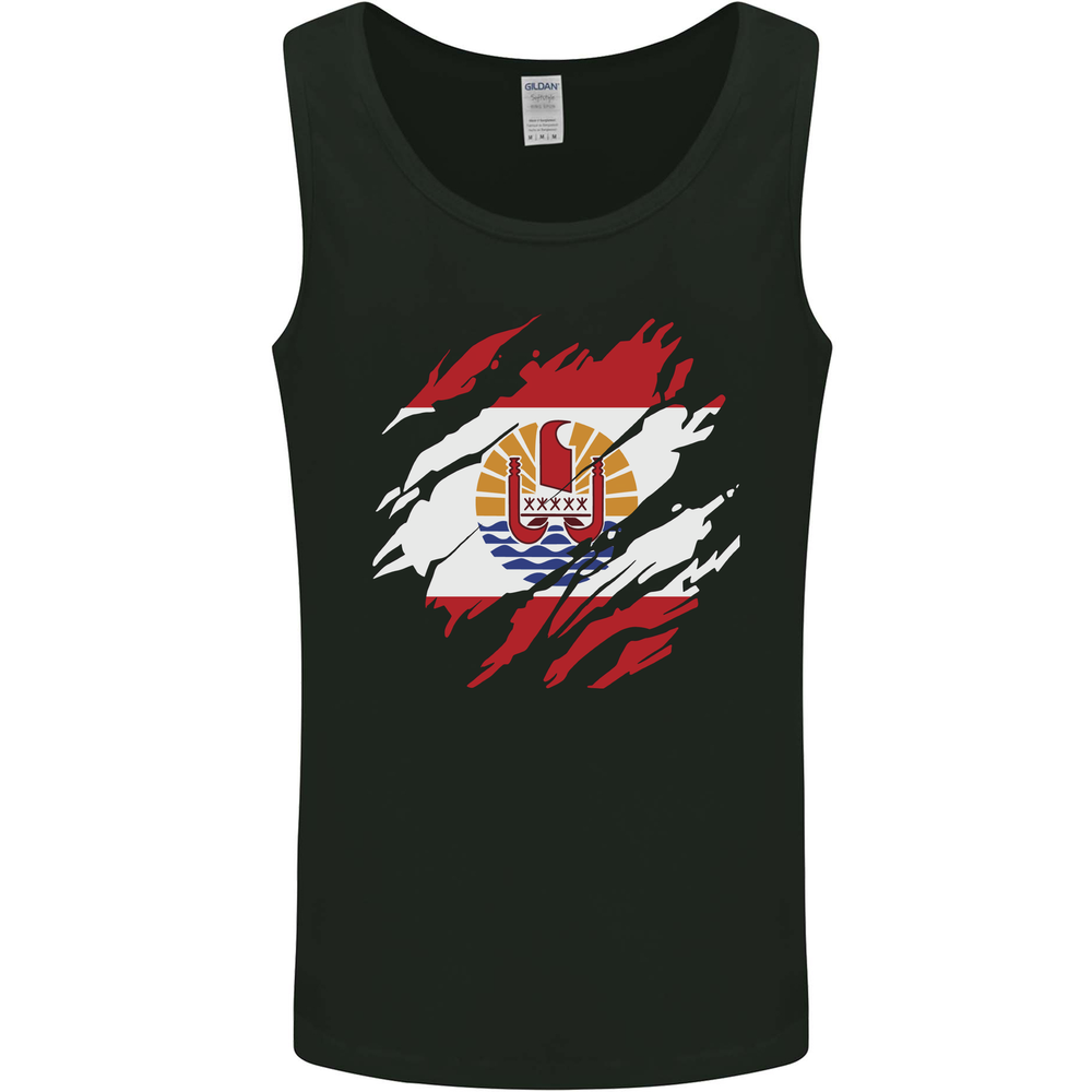 Torn Flag French Polynesia Mens Vest Tank Top
