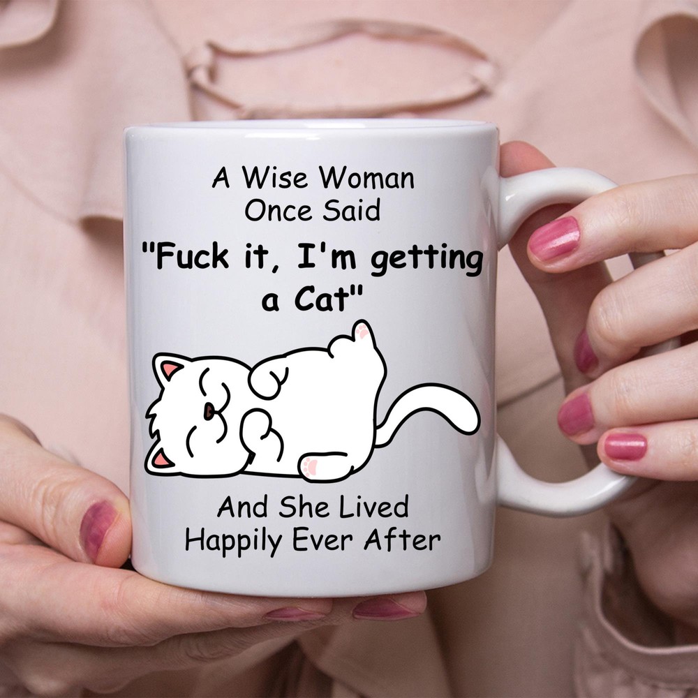 Funny Cute Cat Mom Gift White Coffee Mug for Women