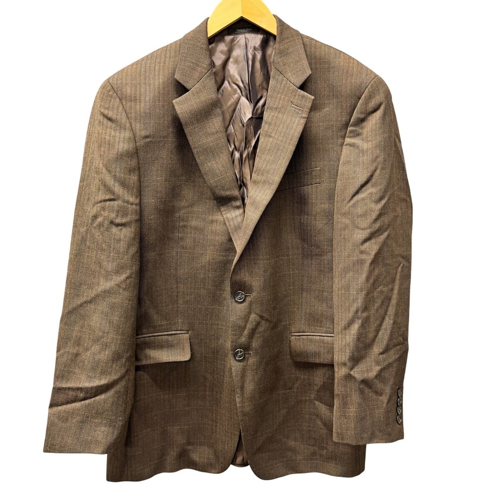 Lauren Ralph Lauren Blazer Mens 40 R Brown Herringbone Wool Classic Lined Jacket