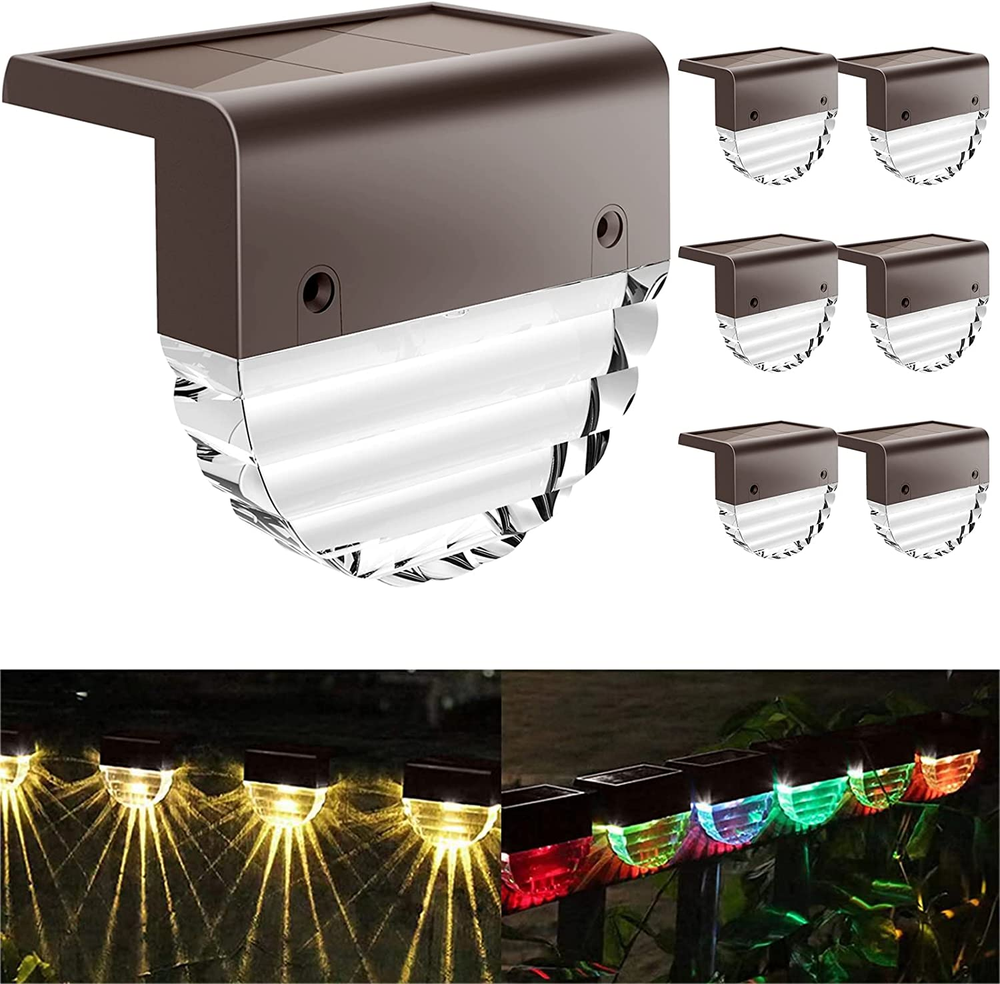 6 Pack Solar Fence Step Lights for Outdoor Deck & Garden
